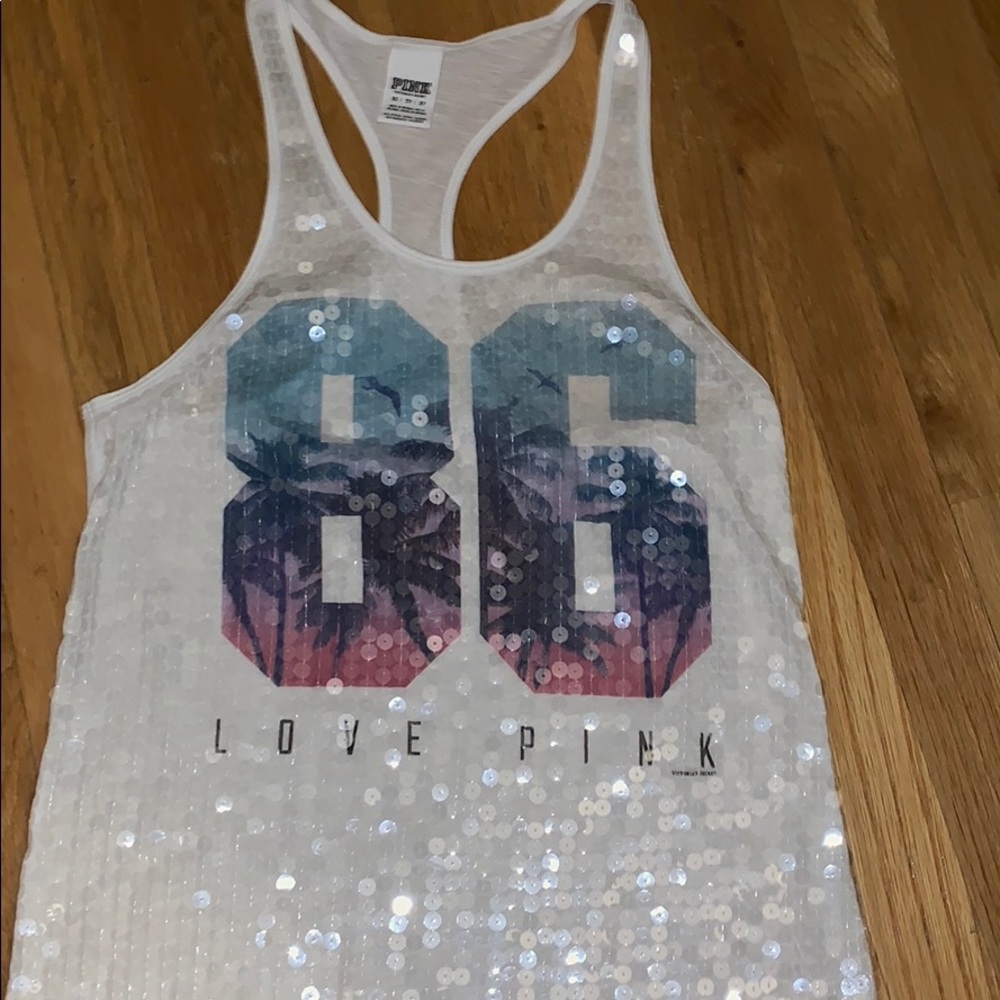 PINK sequined tanktop